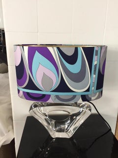Daum Table Lamp with Lamp Shade Made From Vintage Pucci Silk