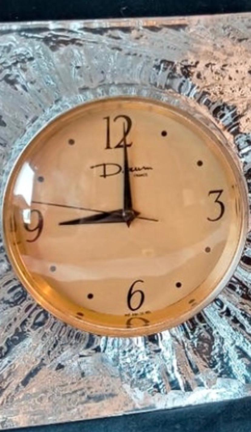 French Daum Crystal Table Clock 1950s, France For Sale
