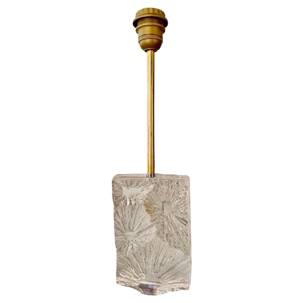 Lámpara de sobremesa Daum "Cardo" de cristal Oro Dorado de los años 50 , Francia en venta