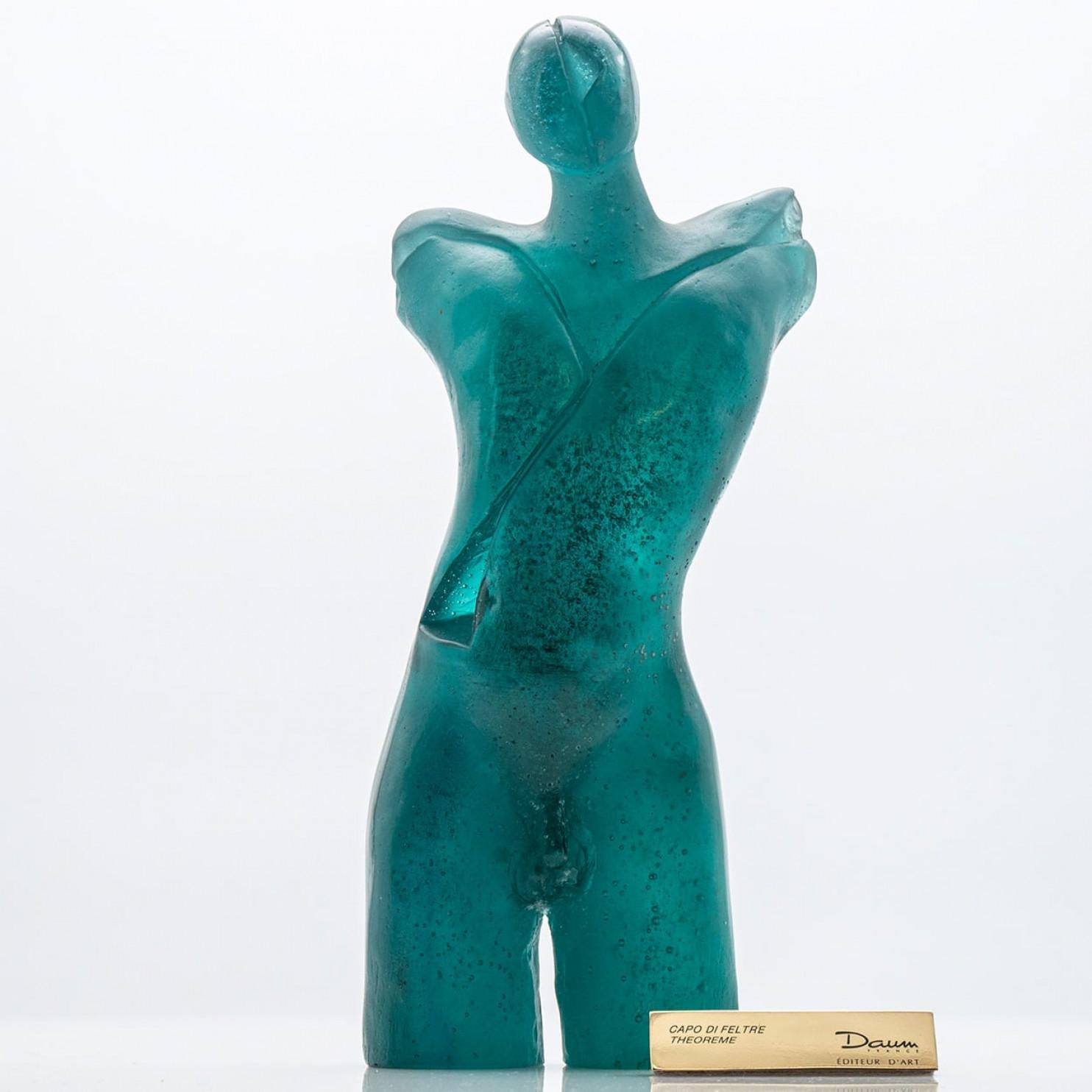 Moderno Scultura Buste Silhouette in vetro artistico turchese Daum, Francia in vendita