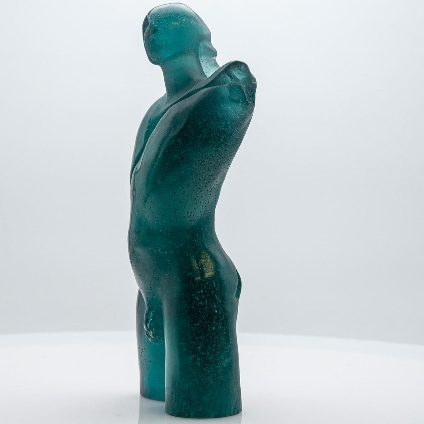 Escultura Buste Silhouette en vidrio artístico turquesa de Daum, Francia Francés en venta