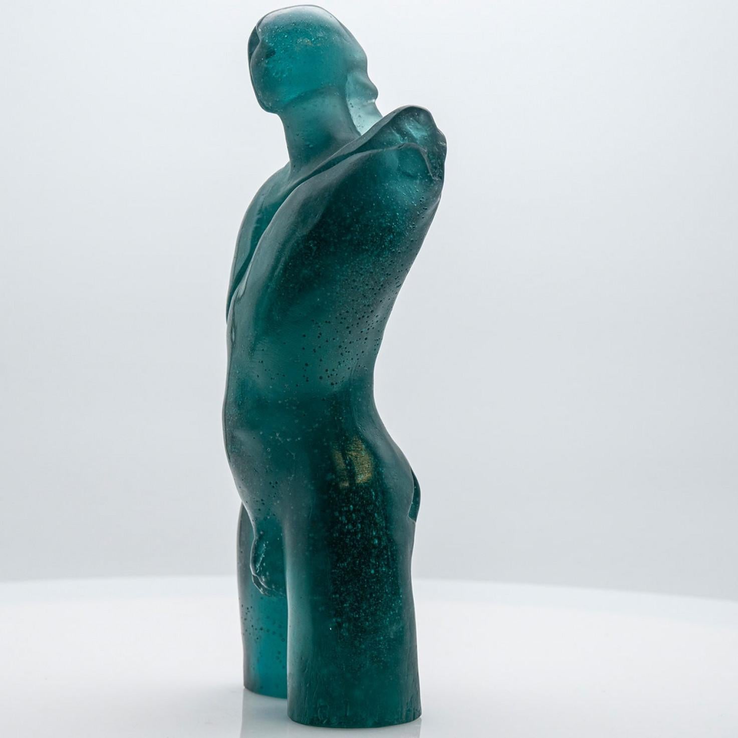 Escultura Buste Silhouette en vidrio artístico turquesa de Daum, Francia Francés en venta