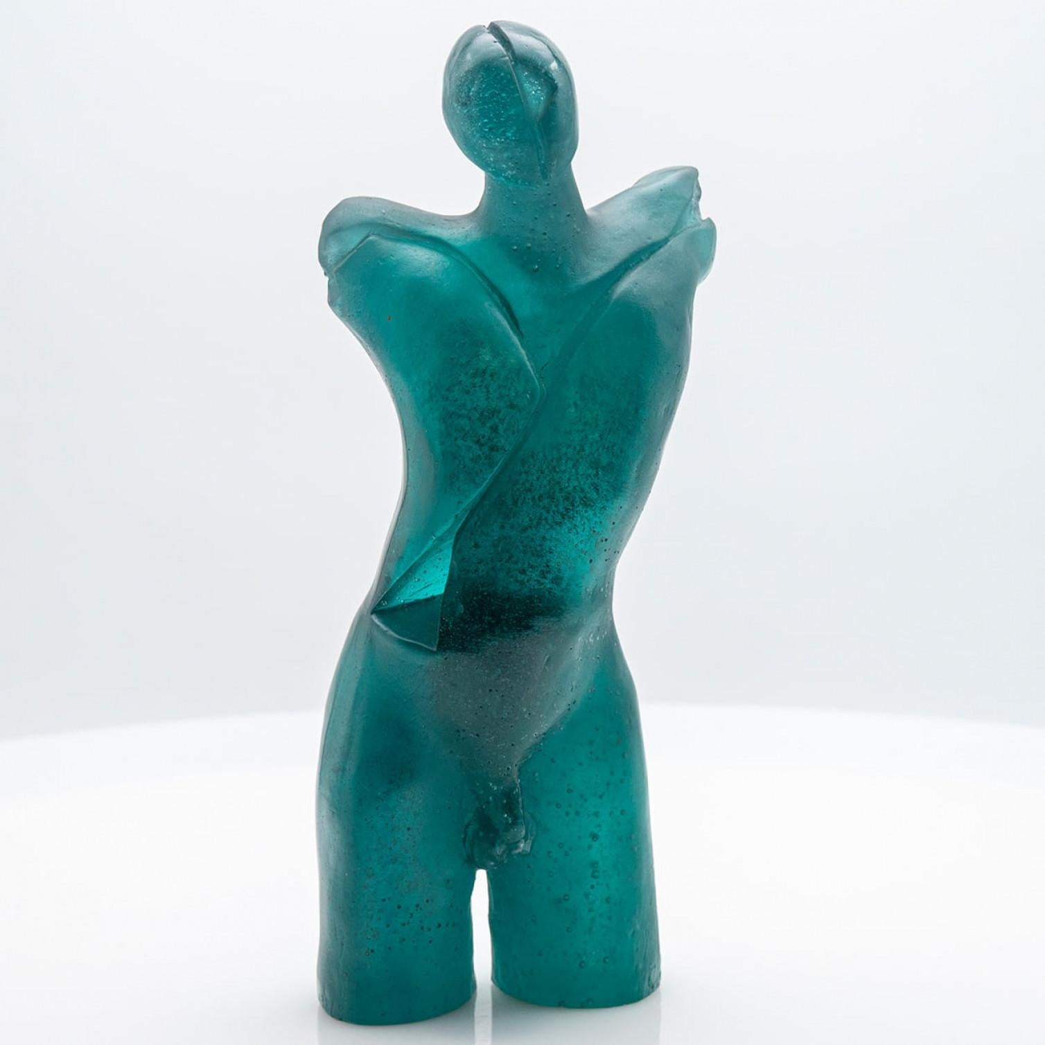 Escultura Buste Silhouette en vidrio artístico turquesa de Daum, Francia Otro en venta