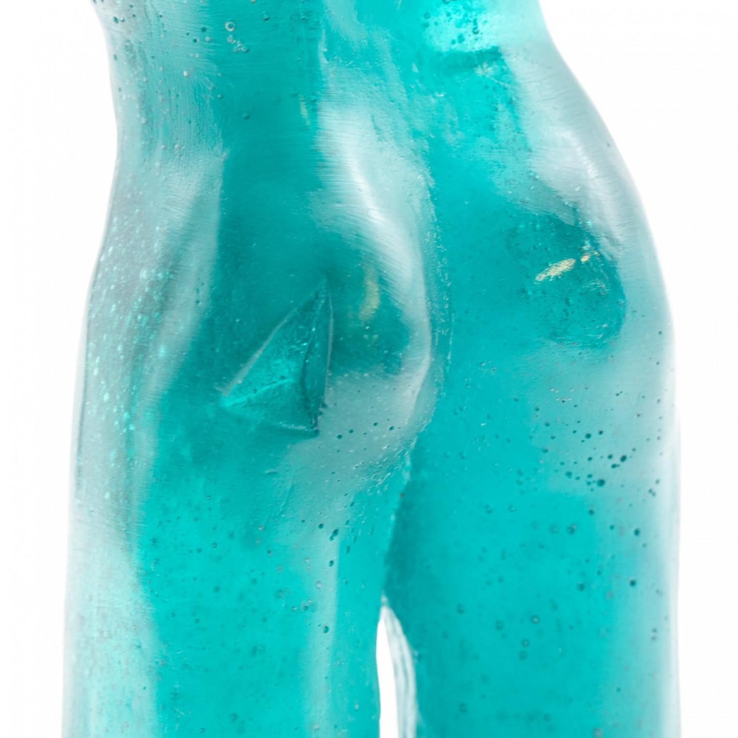 Escultura Buste Silhouette en vidrio artístico turquesa de Daum, Francia en Bueno estado para la venta en Rijssen, NL