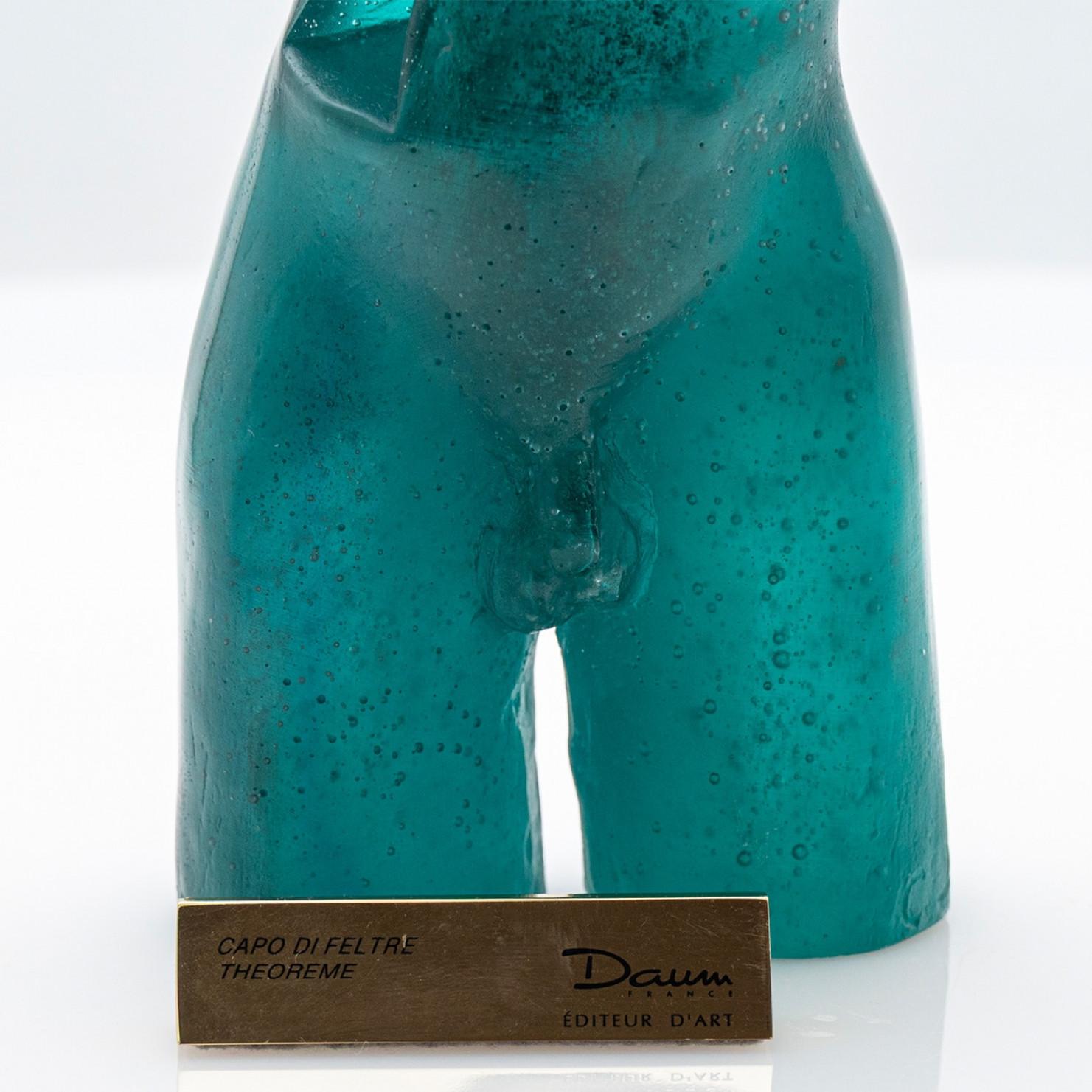 Escultura Buste Silhouette en vidrio artístico turquesa de Daum, Francia finales del siglo XX en venta