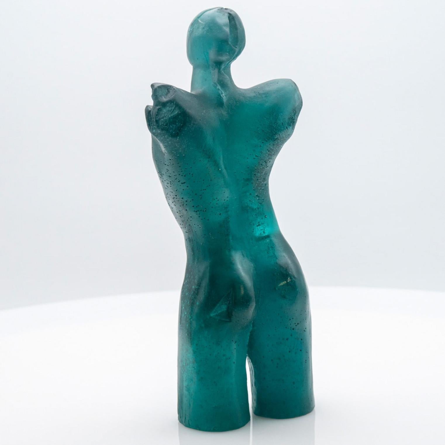 Escultura Buste Silhouette en vidrio artístico turquesa de Daum, Francia Vidrio artístico en venta