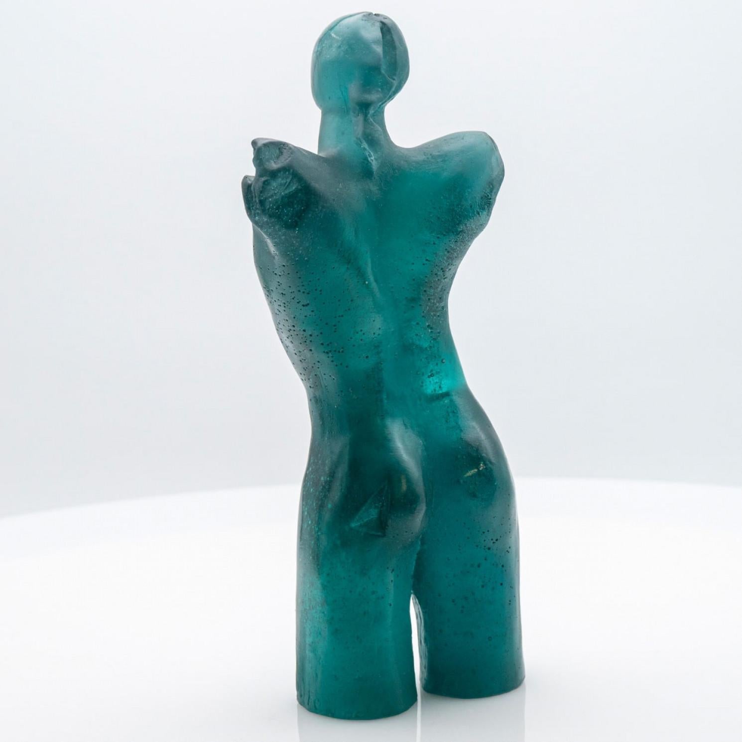 Escultura Buste Silhouette en vidrio artístico turquesa de Daum, Francia Vidrio artístico en venta