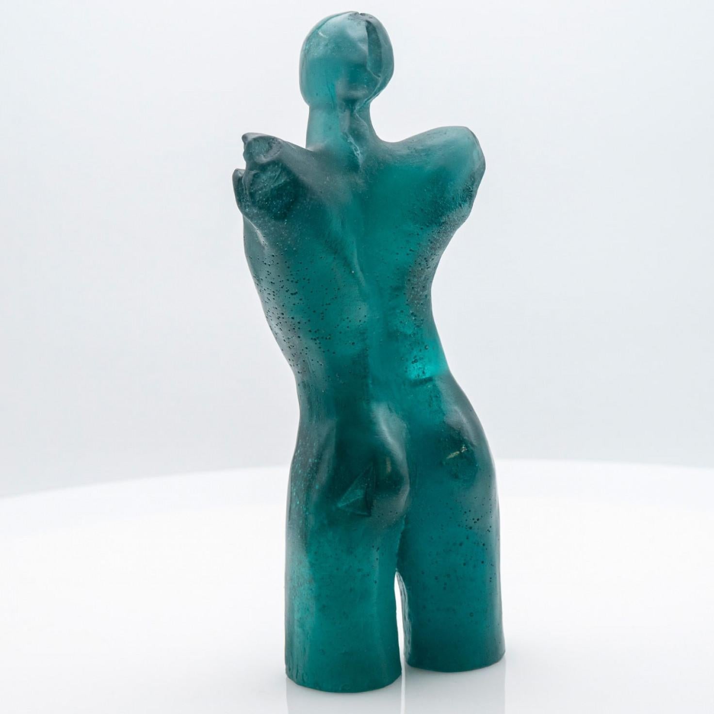 Vetro artistico Scultura Buste Silhouette in vetro artistico turchese Daum, Francia in vendita