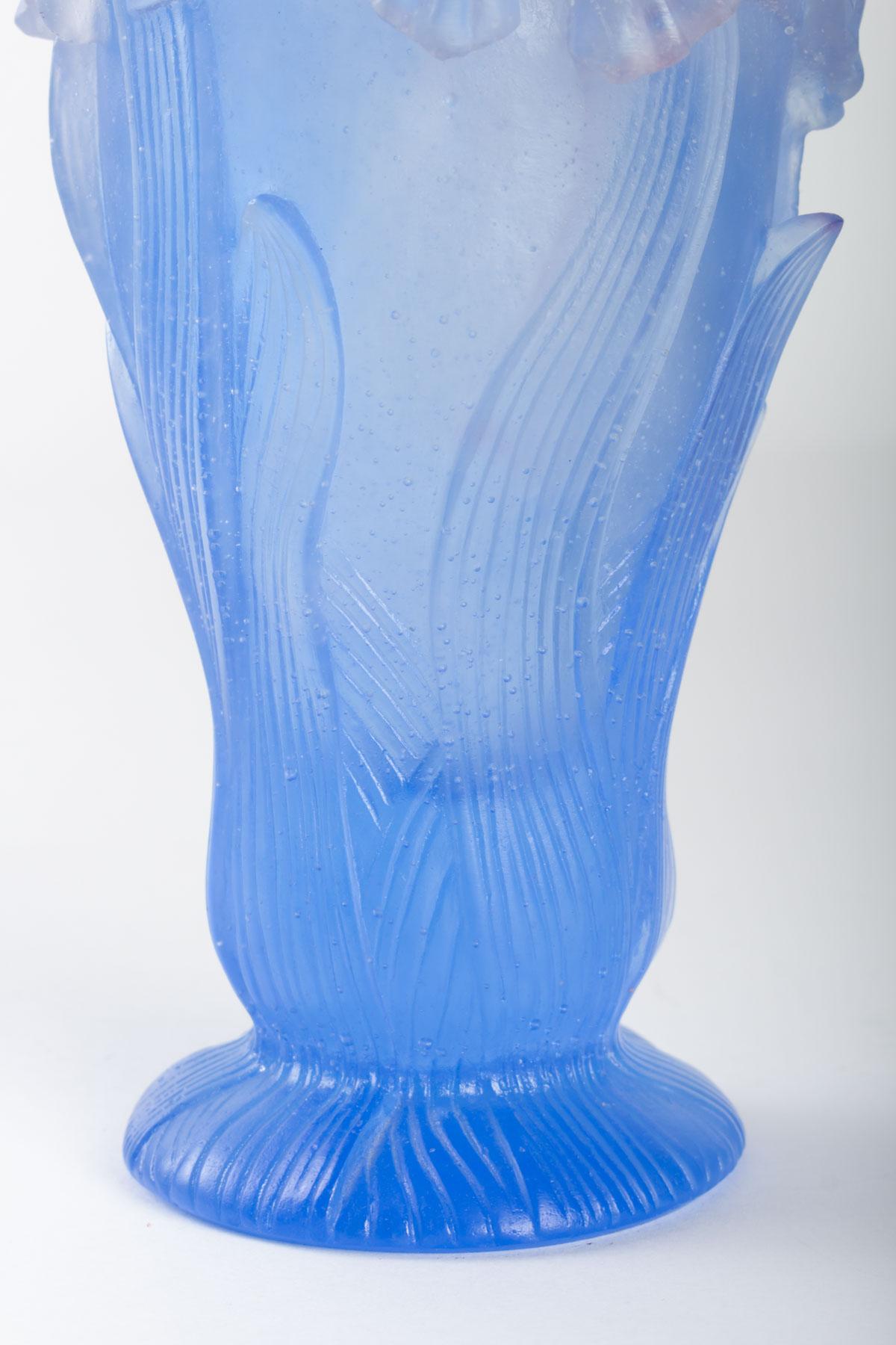 French Daum Vase, 20th Century, Pâte De Verre, Signed Daum, France