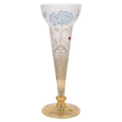 Antique Daum VASE HYDRANGEAS AND BUTTERFLIES