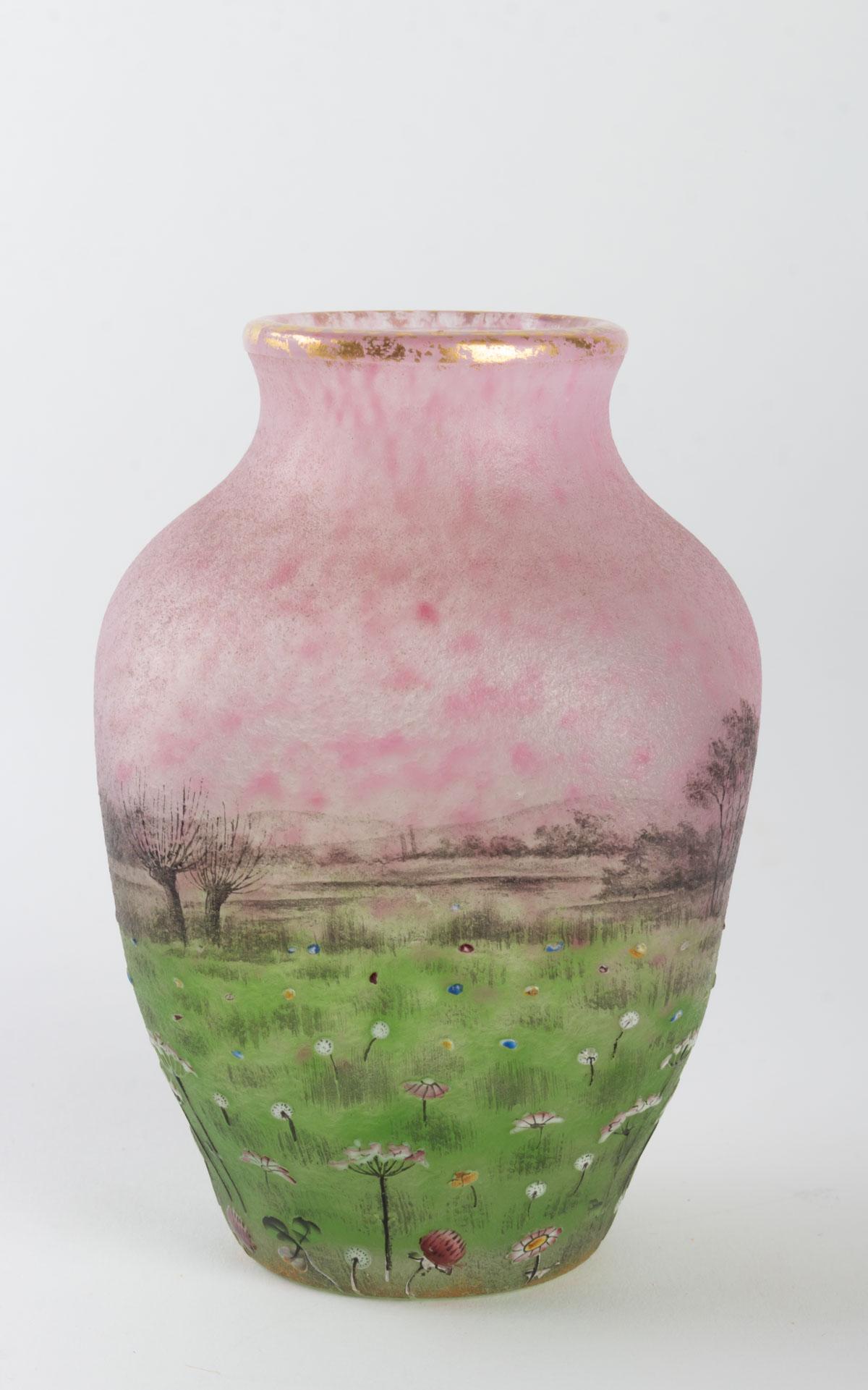 Daum Nancy Prairie vase. Rare 