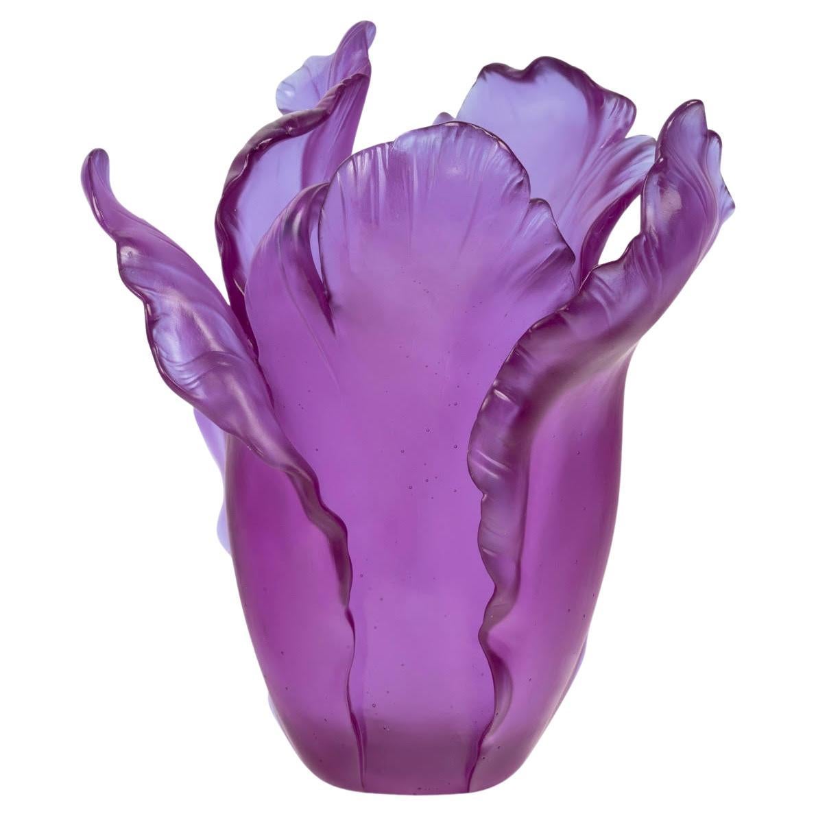Daum Vase, Ultraviolet Tulip Model, 20th Century.