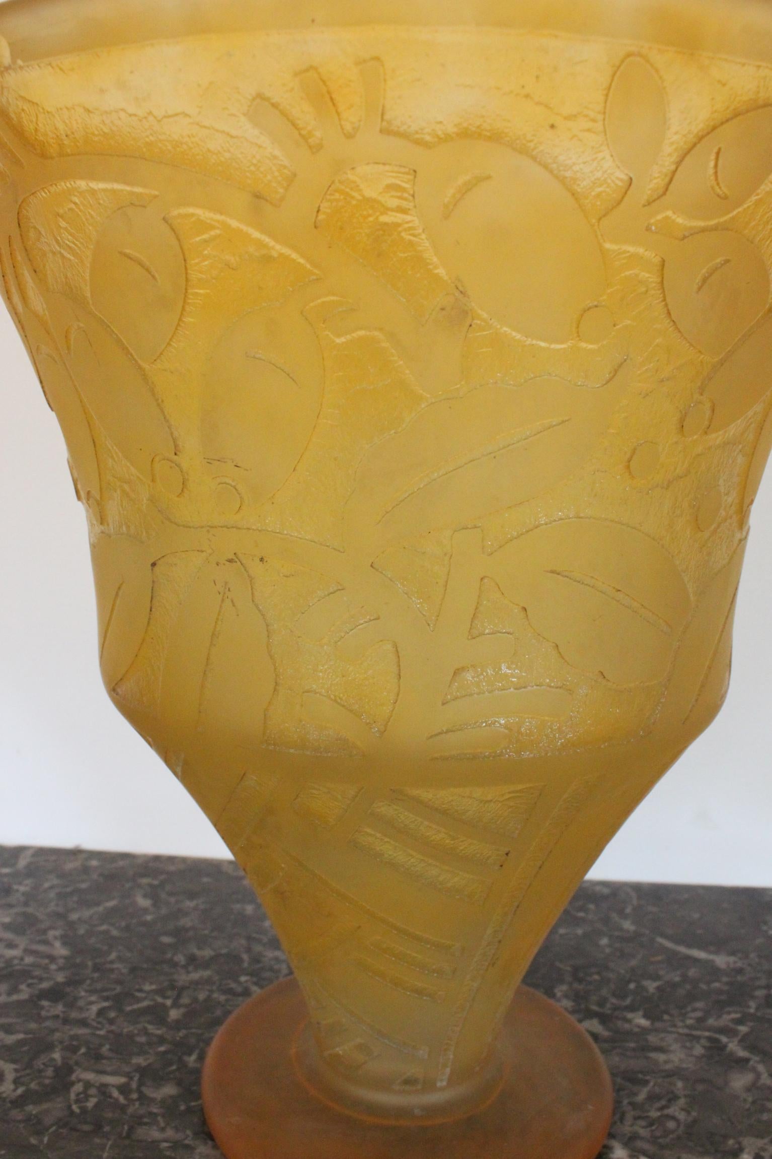Embossed Daum Vase with Floral Pattern, 1930 For Sale