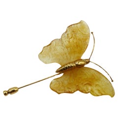 DAUM Used Butterfly Lapel Pin Brooch