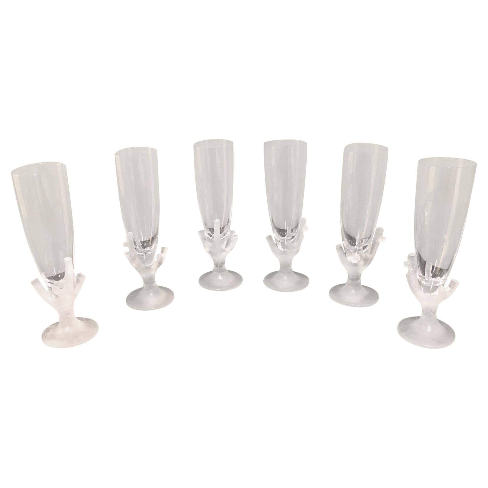 Daum Vintage Champagne Flute Set of 6 For Sale