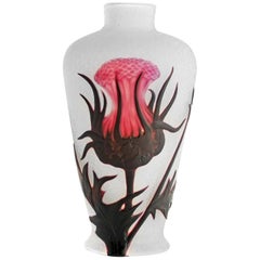 Daum Wheel Carved Acid Etched Cameo Vase Glass