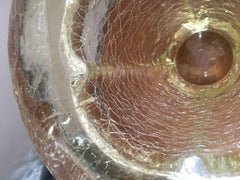 Daum Yellow Cracked Glass Vase