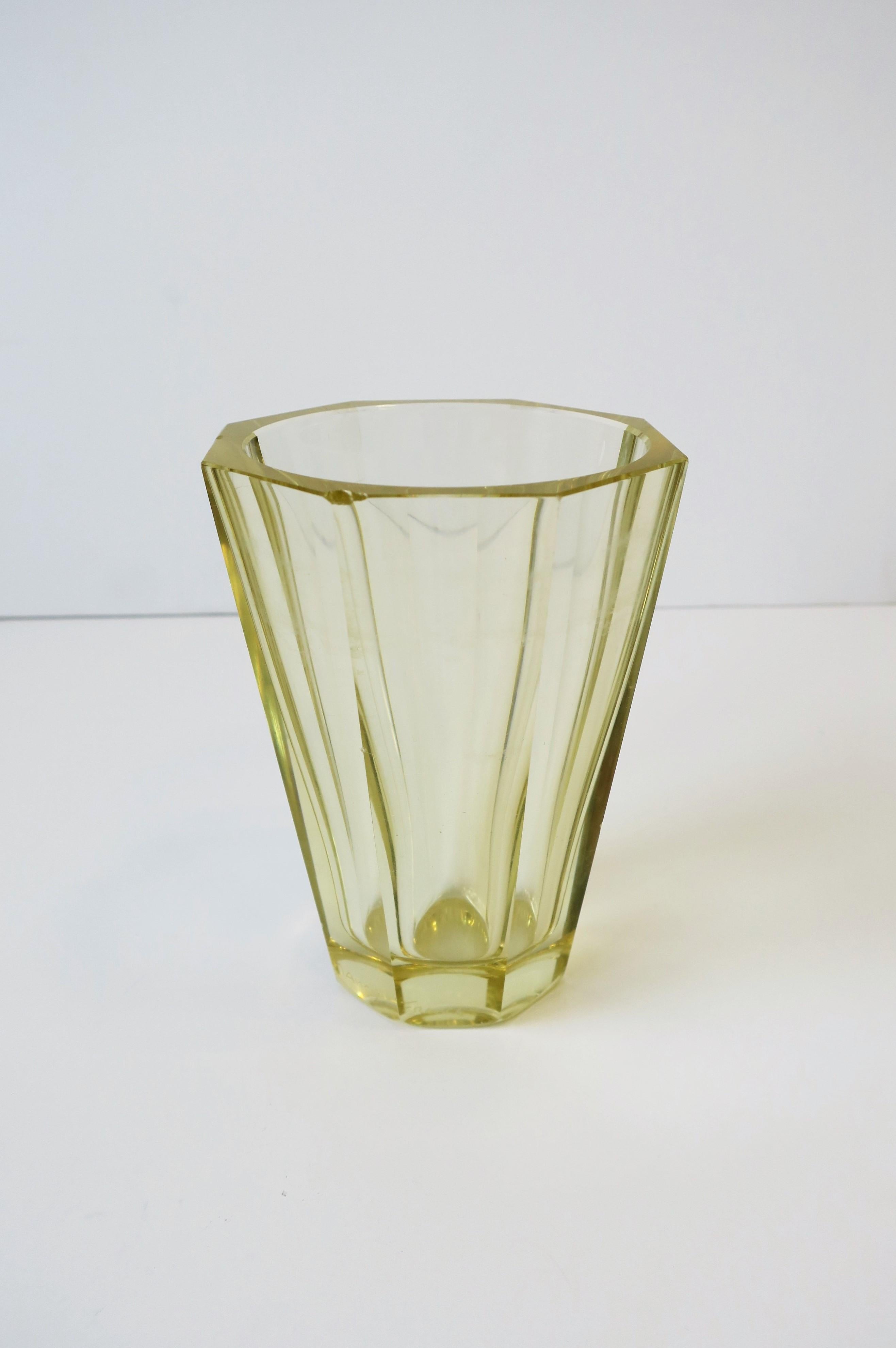 Faceted Daum Yellow Crystal Vase