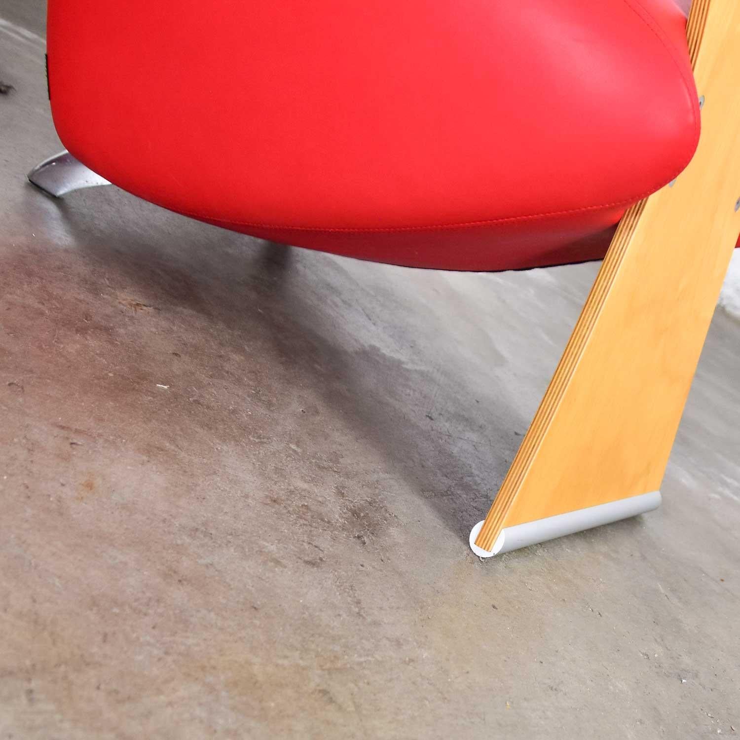Chaises d'appoint postmodernes Dauphin BOBO de Dietmar Sharping en cuir rouge et érable 7