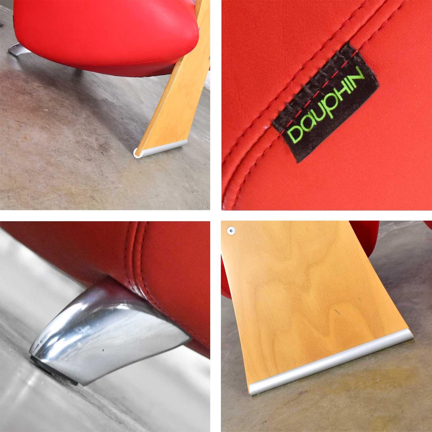Chaises d'appoint postmodernes Dauphin BOBO de Dietmar Sharping en cuir rouge et érable 8