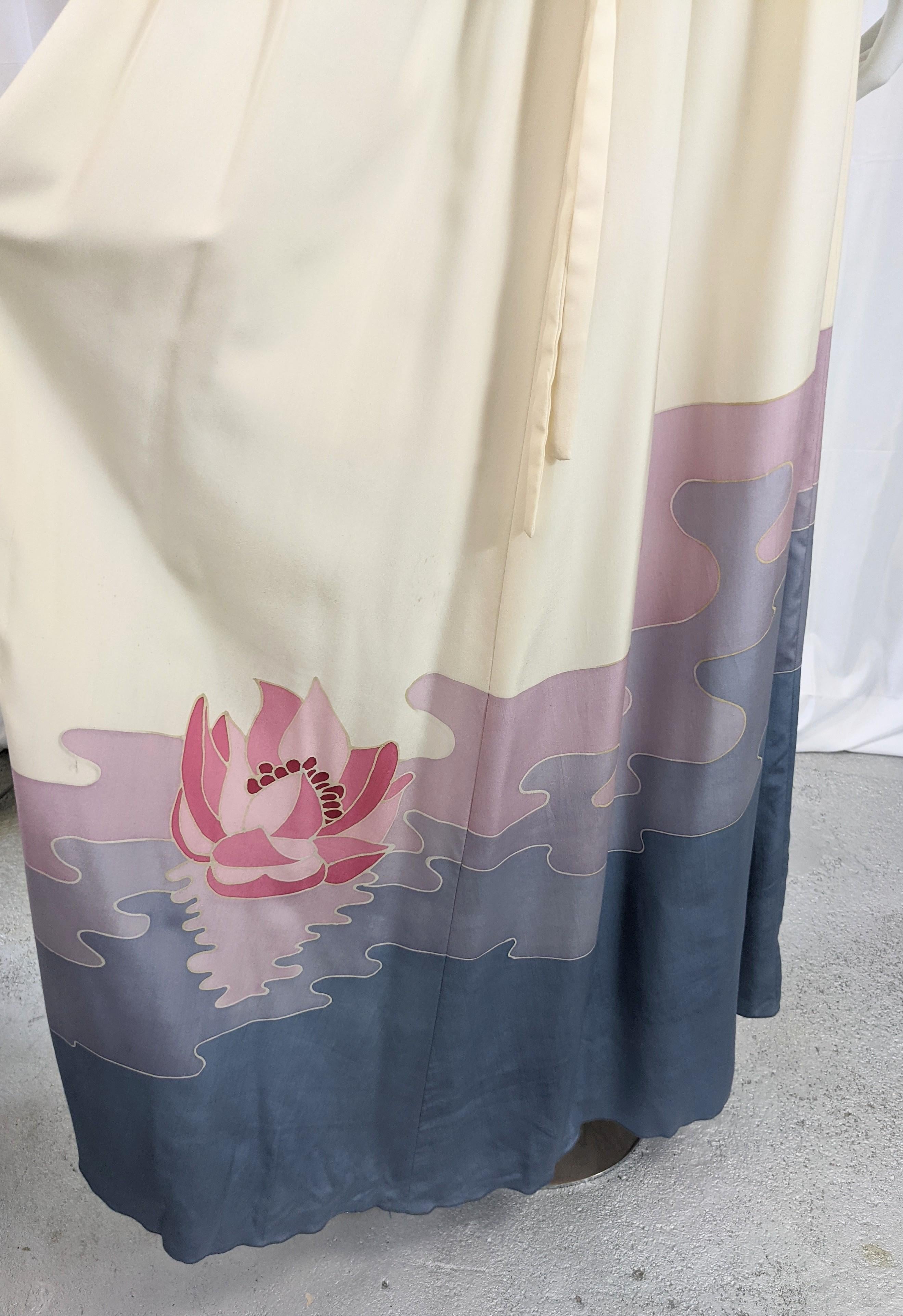 Dauphin, France Silk Hand Painted Batik Dress For Sale 3
