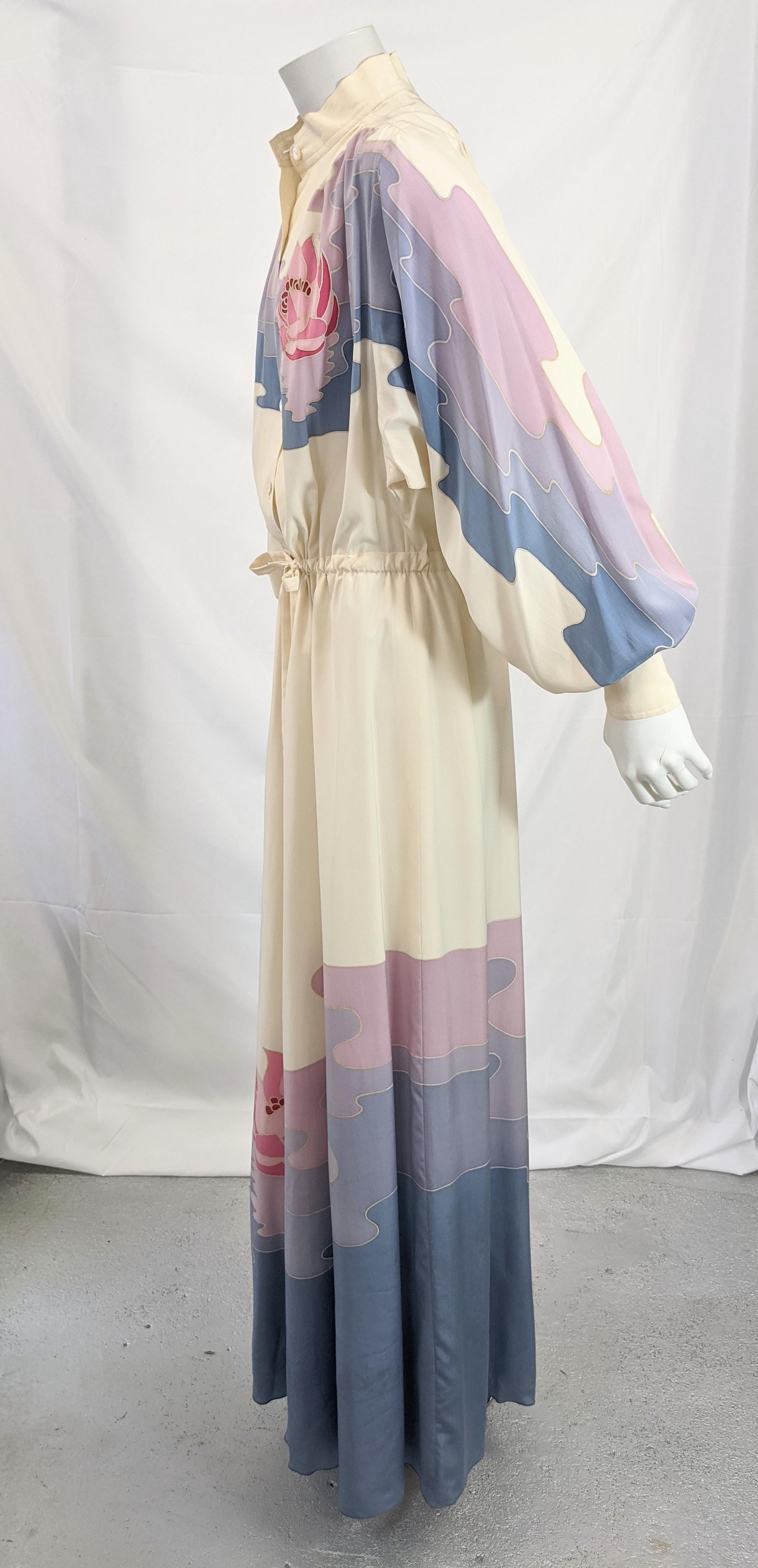 Dauphin, France Silk Hand Painted Batik Dress For Sale 1
