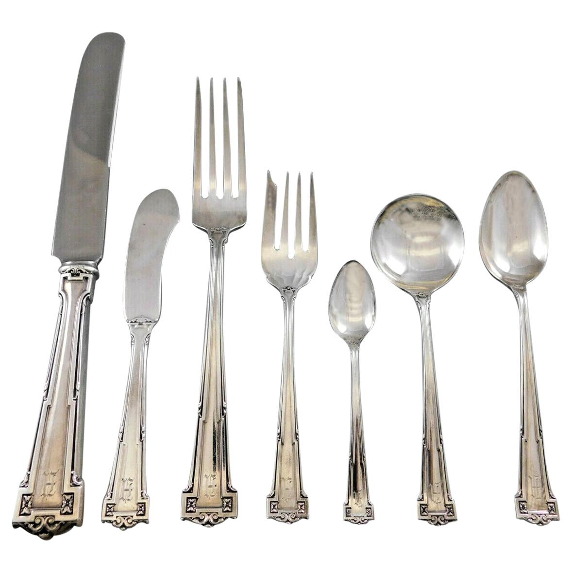 Dauphine by Wallace Sterling Silver Flatware Set 12 Service 101 pc Dinner A mono