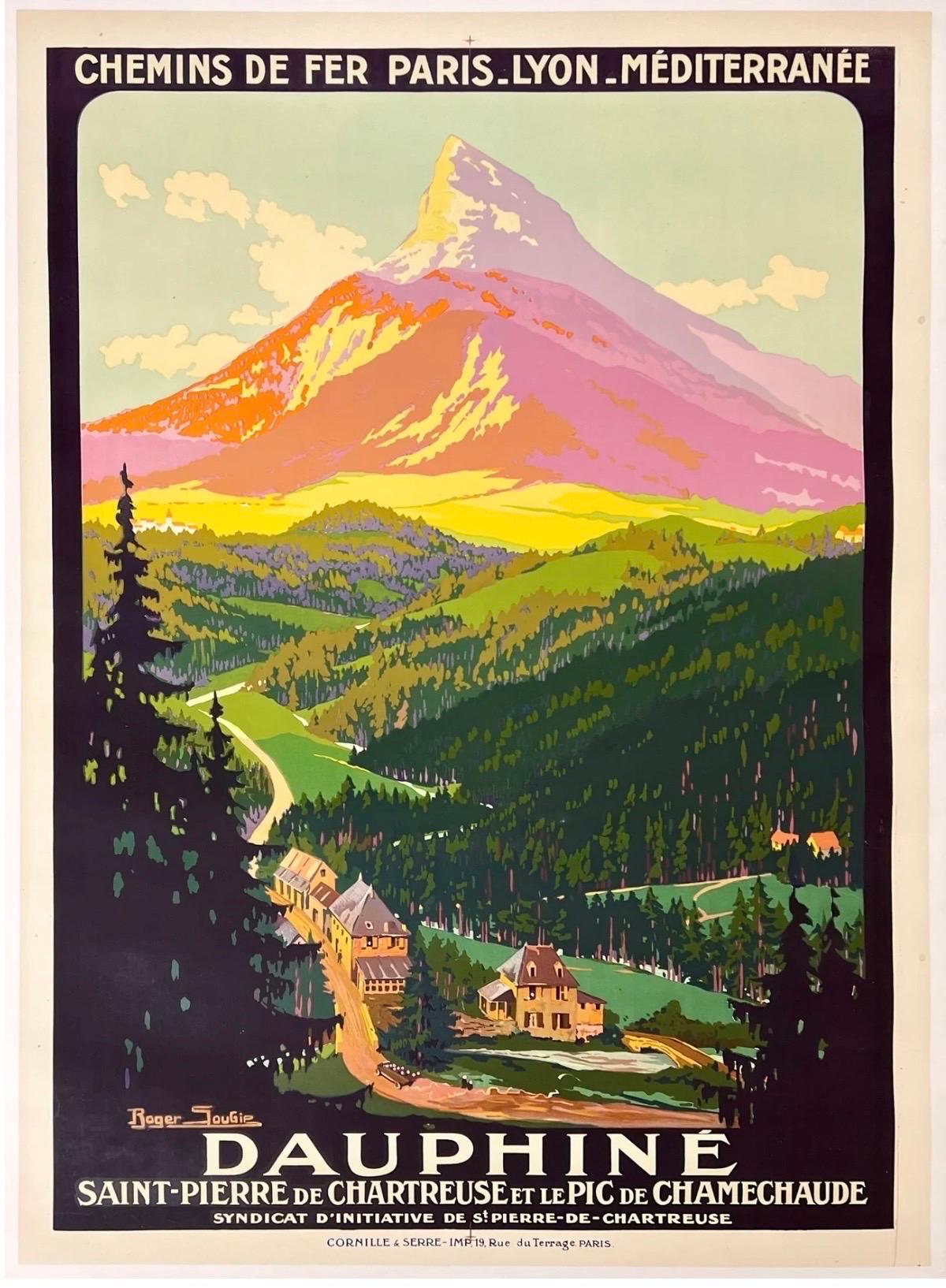 DAUPHINE - PARIS-LYON-MEDITERRANE Antique Original Vintage Rail Travel Poster