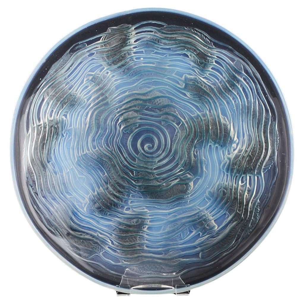 Dauphins Coupe an Original Opalescent Glass Plate by Rene Lalique For Sale