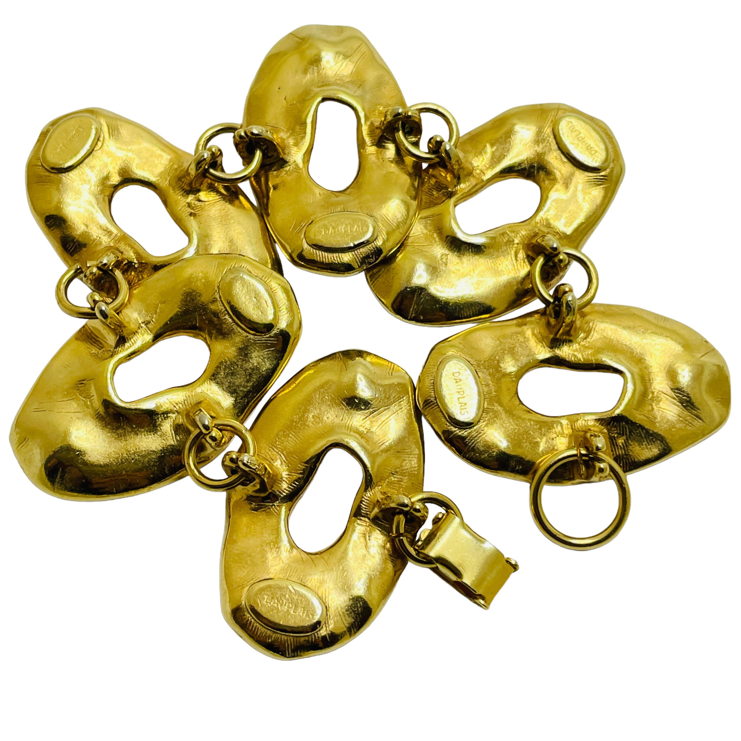 DAUPLAISE vintage gold modernist link designer runway bracelet In Good Condition For Sale In Palos Hills, IL
