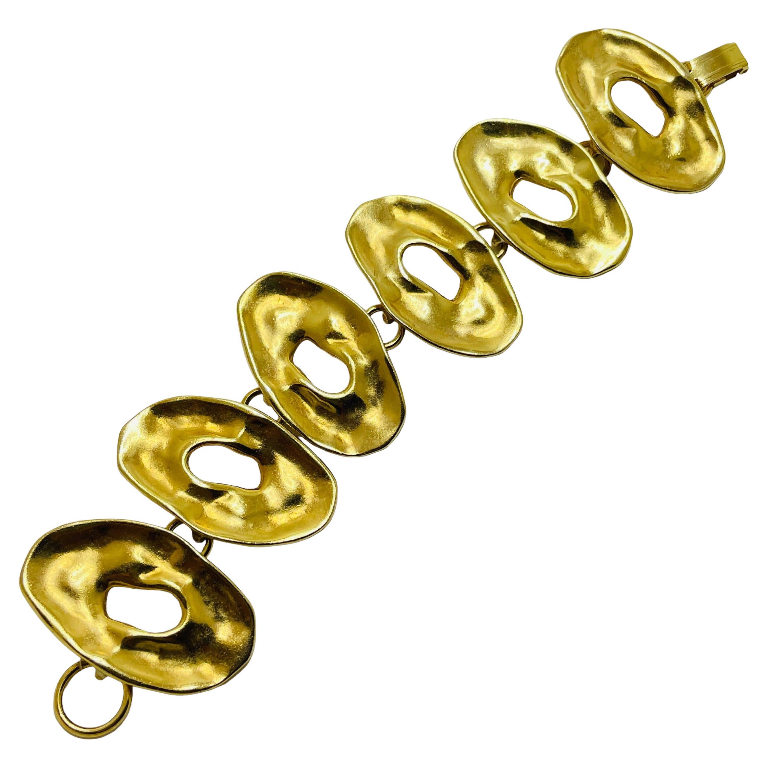 DAUPLAISE vintage gold modernist link designer runway bracelet For Sale