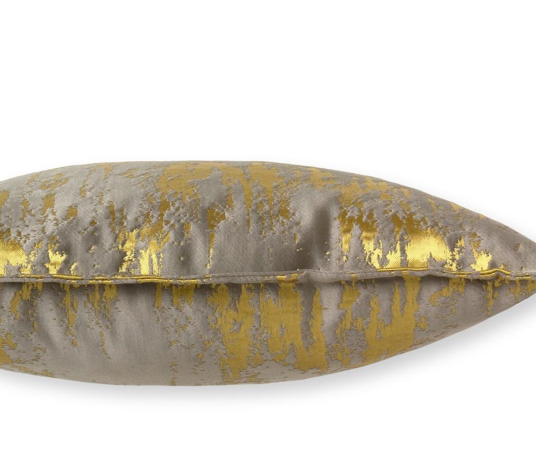Modern Daurat Pillow in Gold and Gray Satin For Sale