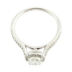 Vintage Daussi 18 Karat White Gold GIA Certified Cushion Diamond Halo Engagement Ring