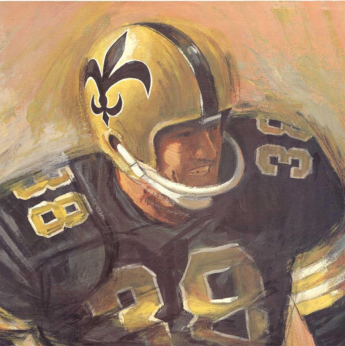 Poster sportivo originale dei New Orleans Saints 1960 NFL - Print di Dave Boss