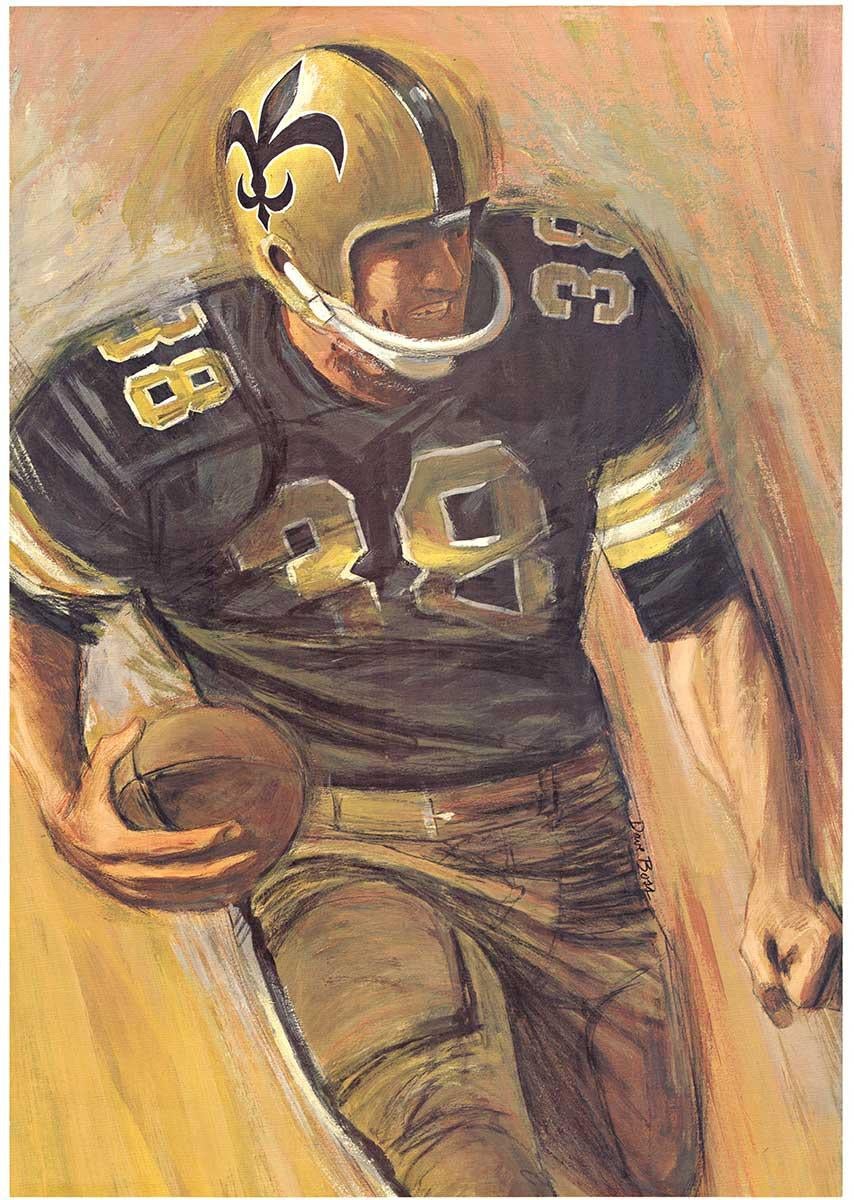 Poster sportivo originale dei New Orleans Saints 1960 NFL - Print Marrone di Dave Boss