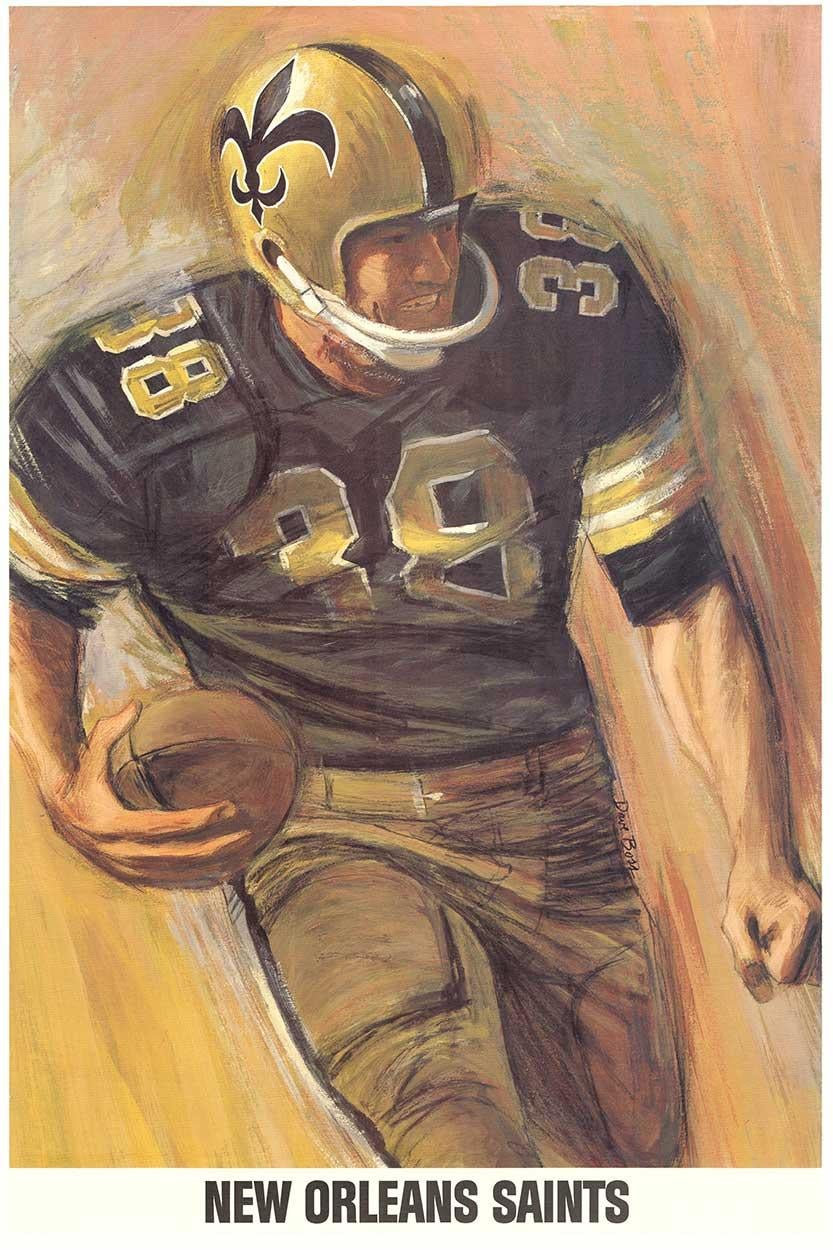 Poster sportivo originale dei New Orleans Saints 1960 NFL