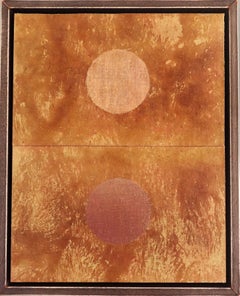 Abstraktes Gemälde in Mischtechnik - Geometrische Collage mit 2 Kreisen