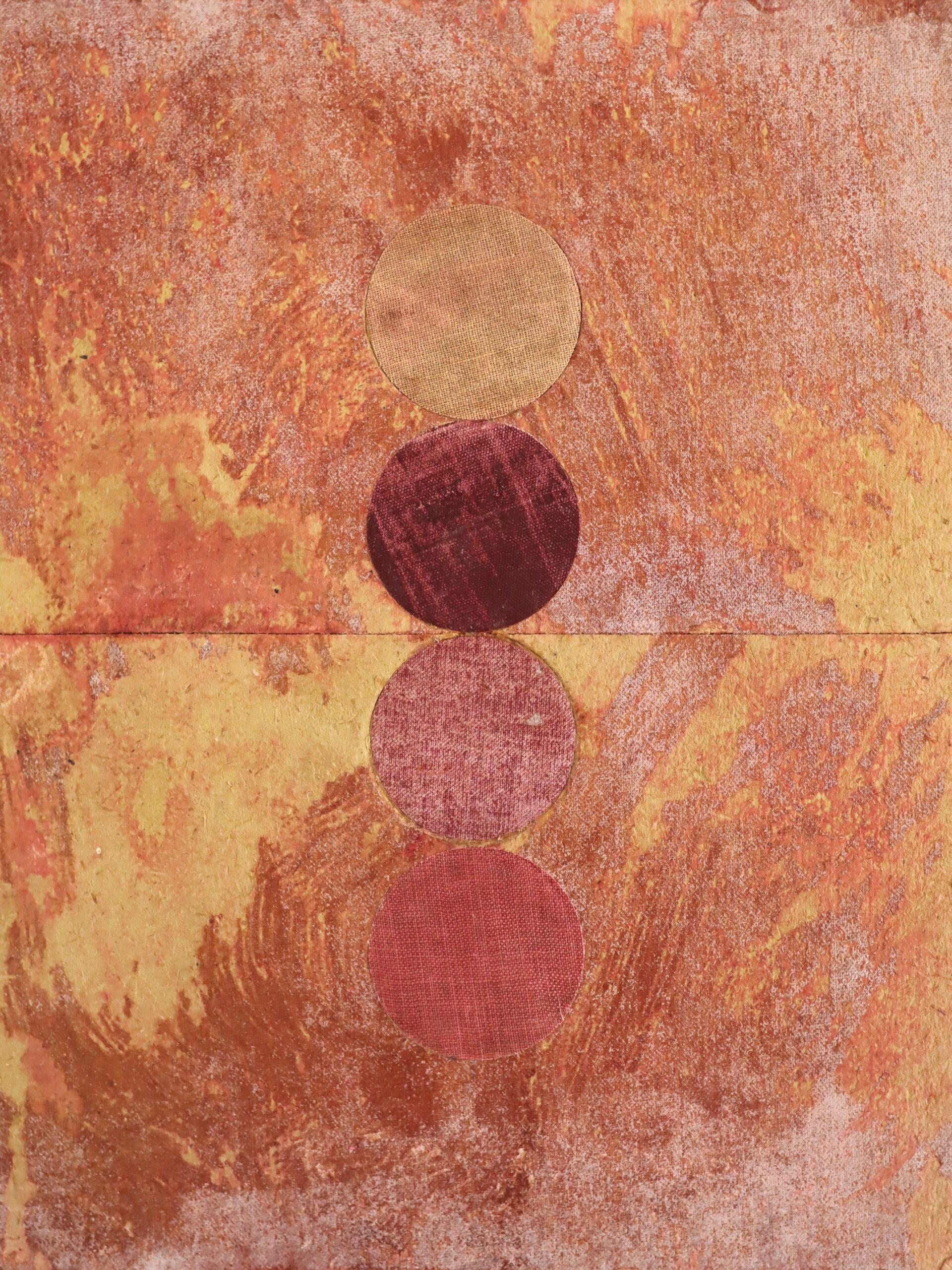 Abstraktes Gemälde in Mischtechnik - Geometrische Collage mit 4 Kreisen im Angebot 3