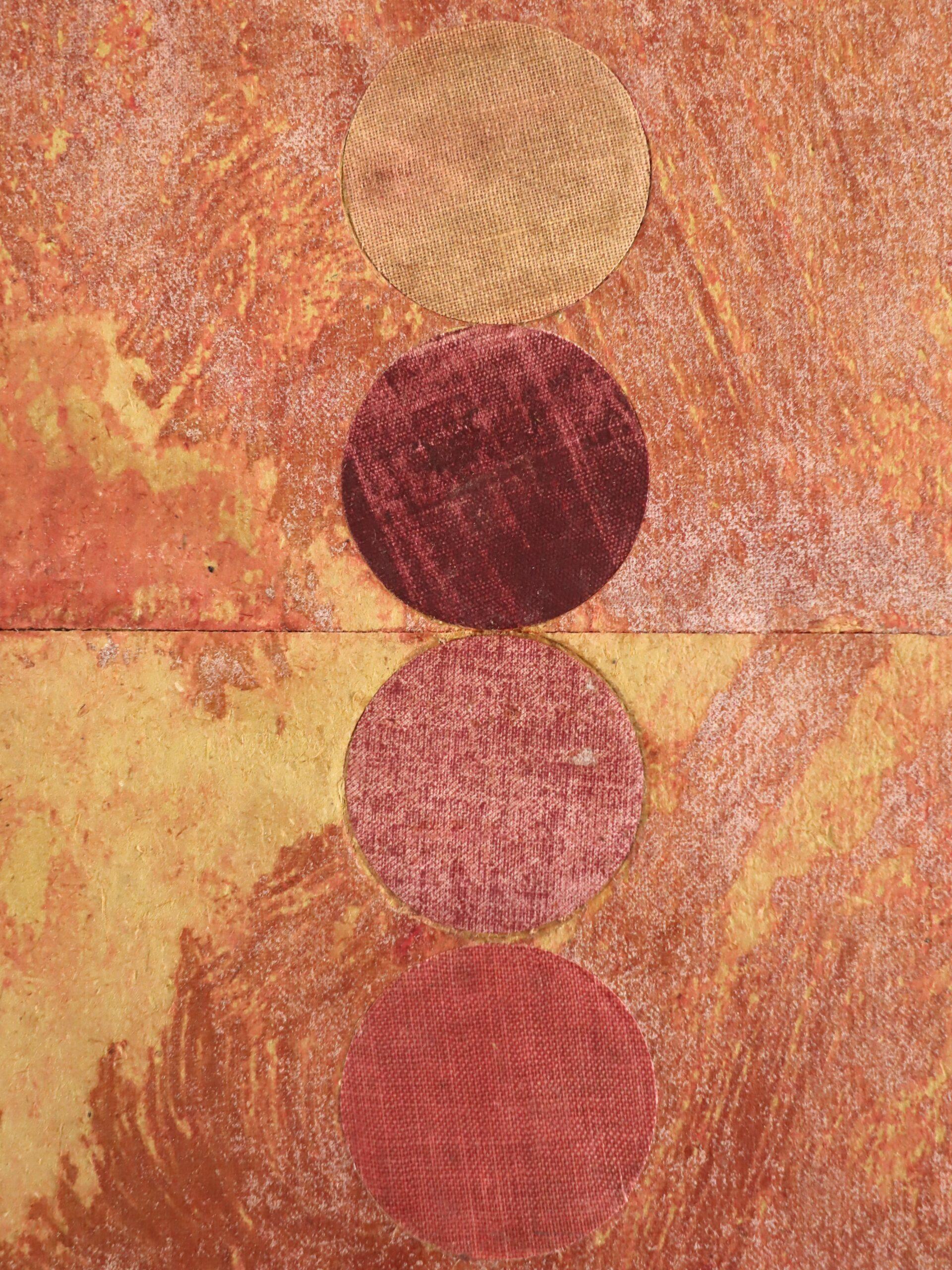 Abstraktes Gemälde in Mischtechnik - Geometrische Collage mit 4 Kreisen im Angebot 4