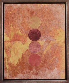 Abstraktes Gemälde in Mischtechnik - Geometrische Collage mit 4 Kreisen