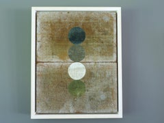 Contemporary British Mixed Media Mini Painting - Geometric Collage in Sandstone