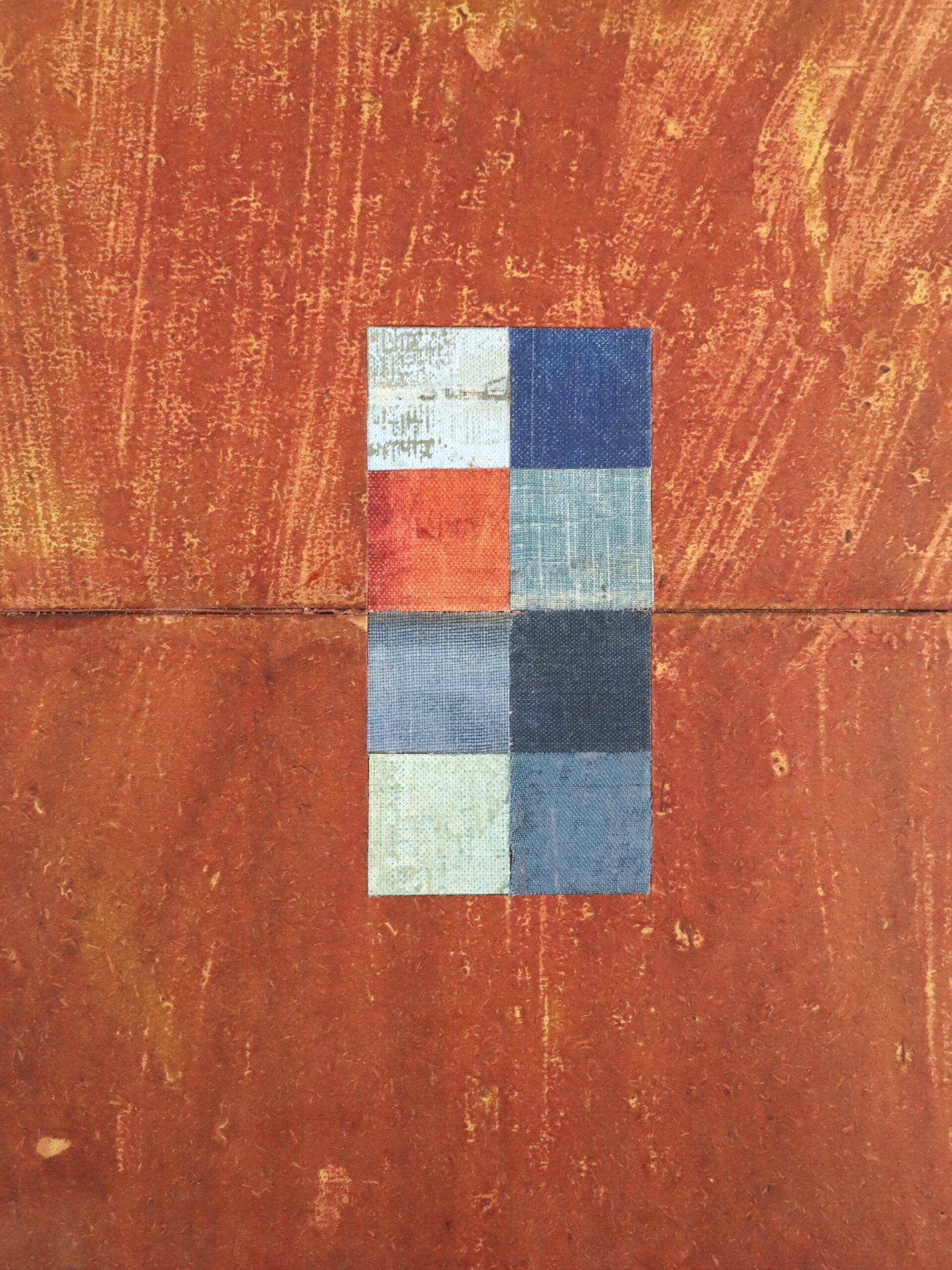 Zeitgenössisches modernes Mini-Gemälde in Mischtechnik - Geometrische Collage in Burnt Umber im Angebot 2