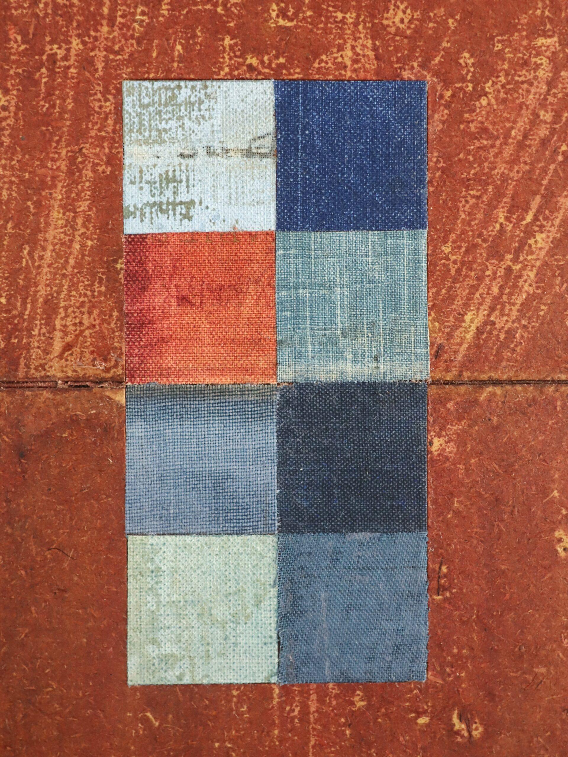 Zeitgenössisches modernes Mini-Gemälde in Mischtechnik - Geometrische Collage in Burnt Umber im Angebot 3