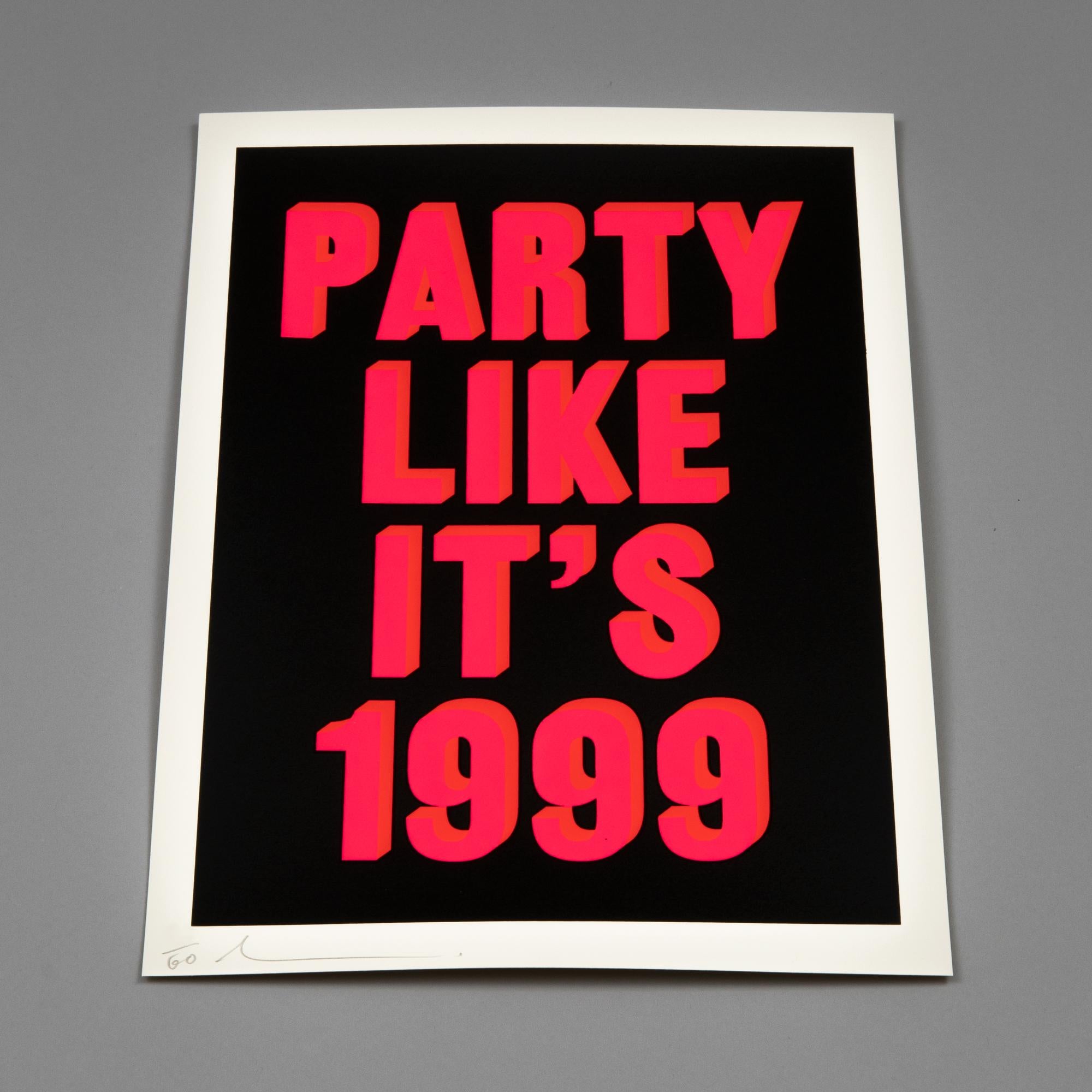 Estampe sérigraphiée signée Dave Buonaguidi, Party Like It's 1999, Pop Art contemporain en vente 1