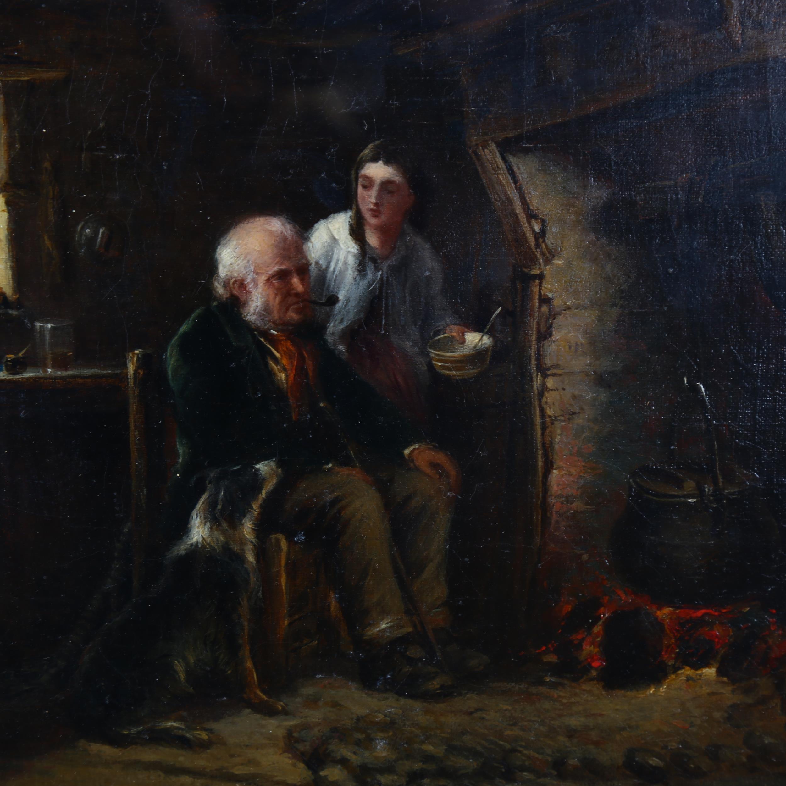 Englisches Ölgemälde von Dave Crockett, Cottage Interior, 19. Jahrhundert im Angebot 2