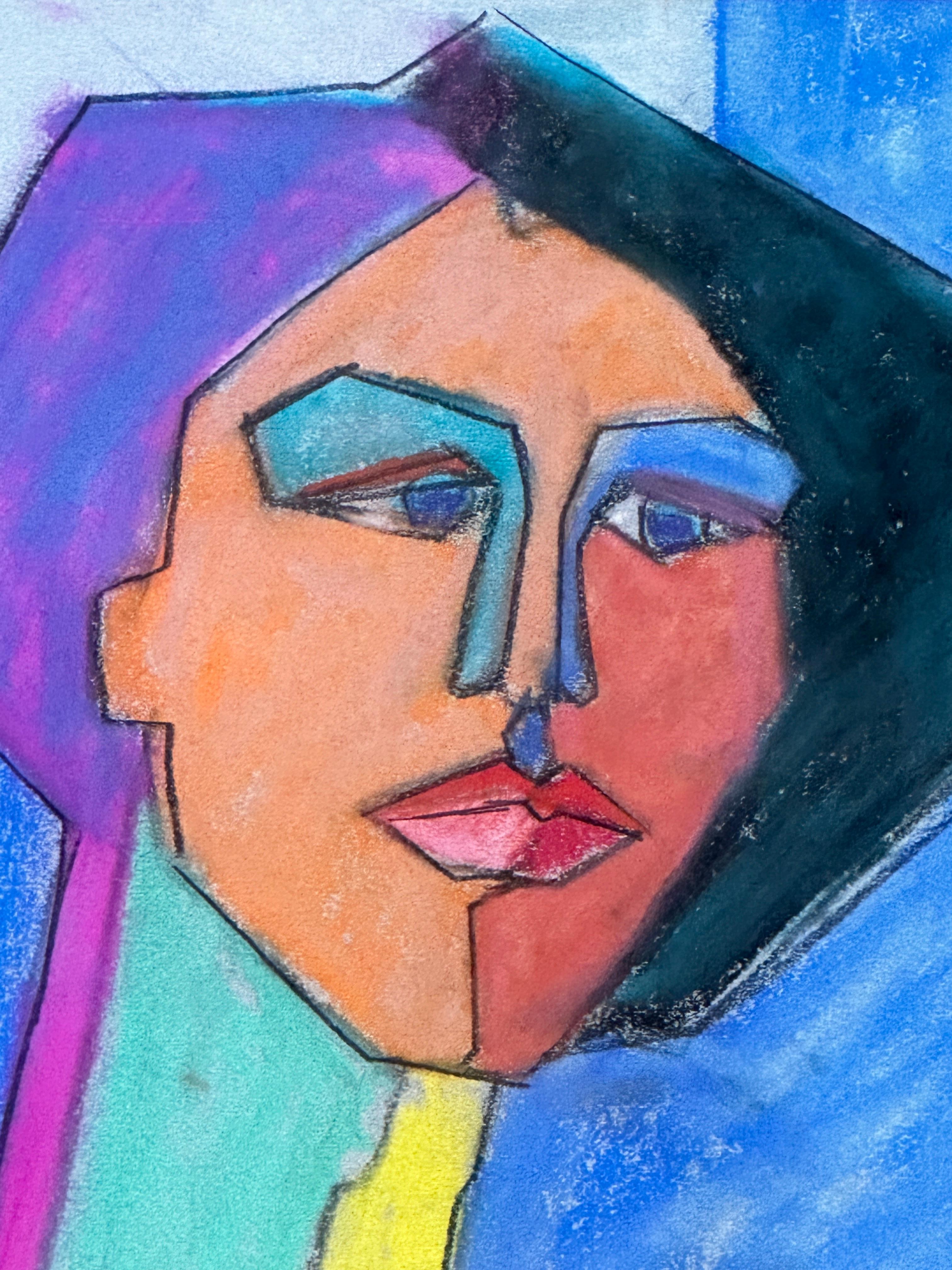 Analytical Cubist Portrait of a Colorful Elegant Woman by Dave Fox For Sale 3