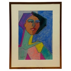 Vintage Analytical Cubist Portrait of a Colorful Elegant Woman by Dave Fox