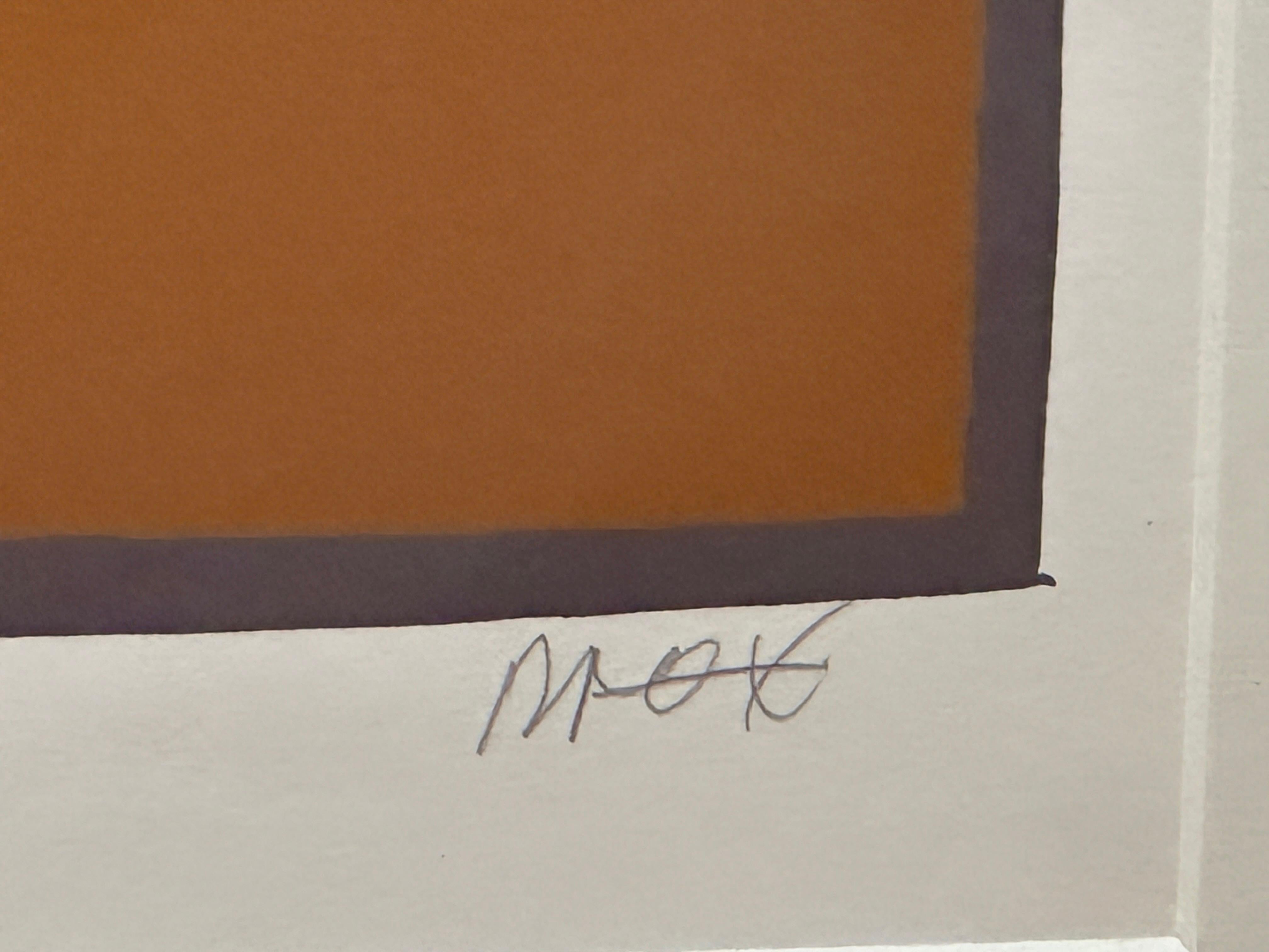 Orange Horizontal Abstract in Gold Frame by Dave Fox 4
