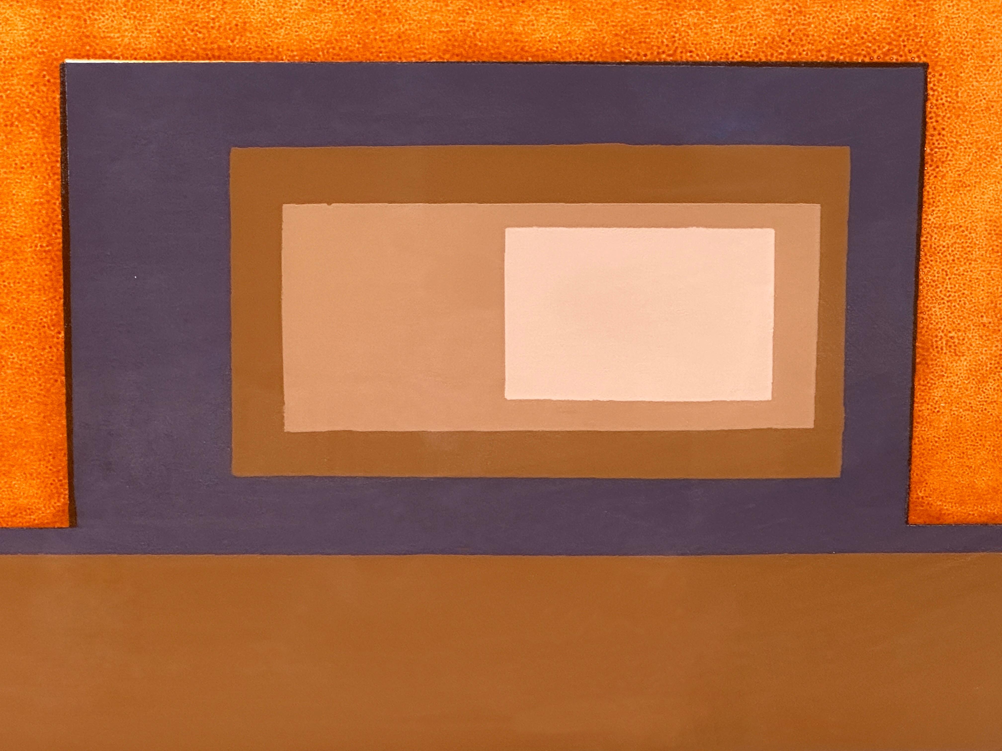 Orange Horizontal Abstract in Gold Frame by Dave Fox 6