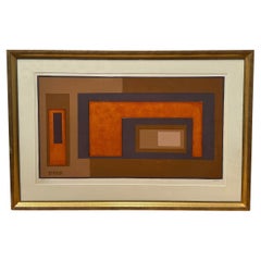 Orange Horizontal Abstract in Gold Frame by Dave Fox